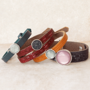 Set de inspiraciones ¡Inspírate! Pulseras y llaveros Cuoio de colores de invierno.