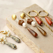 Set de inspiraciones Ideas para pendientes con abalorios de piedra natural gota