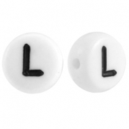 Abalorios alfabeto acr&iacute;lico letra L blanco