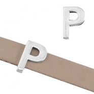Corredera metálica DQ letra "P" Ø10.3x2.3mm plata vieja (sin níquel)