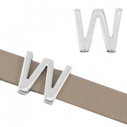 Corredera metálica DQ letra "W" Ø10.3x2.3mm plata vieja (sin níquel)