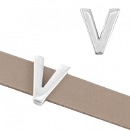 Corredera metálica DQ letra "V" Ø10.3x2.3mm plata vieja (sin níquel)