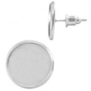 Pendiente base metálico para cabuchón 12mm plata (sin níquel)