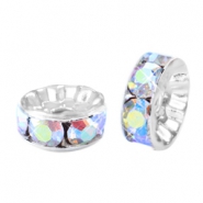 Abalorios Strass rondeles 6mm plata-cristal con efecto AB