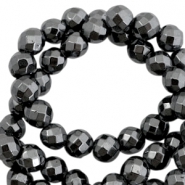 Abalorios Hematita bola faceteada 6mm gris antracita