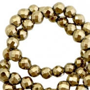 Abalorios Hematita bola faceteada 4mm oro viejo