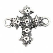 Colgantes/entrepiezas met&aacute;licas TQ engaste cruz plata vieja (sin n&iacute;quel)