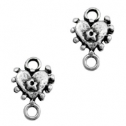 Colgantes/entrepiezas met&aacute;licas TQ coraz&oacute;n plata vieja (sin n&iacute;quel)