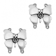 Colgantes/entrepiezas metálicas TQ mariposa con engaste plata vieja (sin níquel)