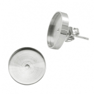 Pendientes Polaris acero inox con engaste para cabuch&oacute;n 7mm / Swarovski SS34 Plateado 