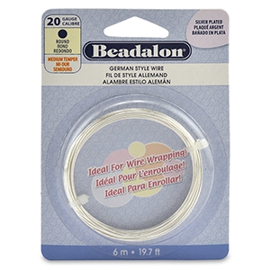 Alambre Beadalon German style 20 Calibre redondo Plateado