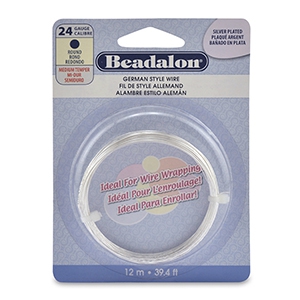 Alambre Beadalon German style 24 Calibre redondo Plateado