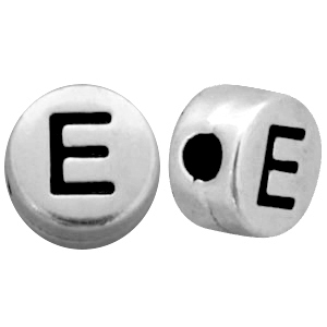 Abalorios letras met&aacute;licos E plata vieja