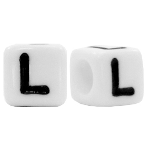 Abalorios alfabeto acr&iacute;lico letra L blanco