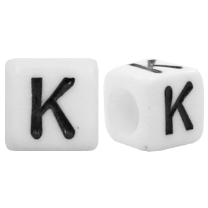 Abalorios alfabeto acr&iacute;lico letra K blanco