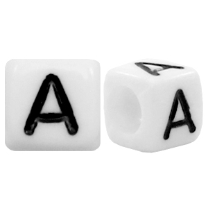 Abalorios alfabeto acr&iacute;lico letra A blanco