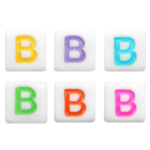Abalorios alfabeto acr&iacute;lico letra B multicolor-blanco