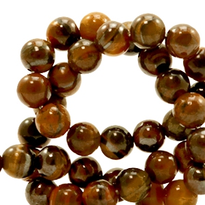 Piedras naturales Ojo de tigre 8mm Marron oscuro