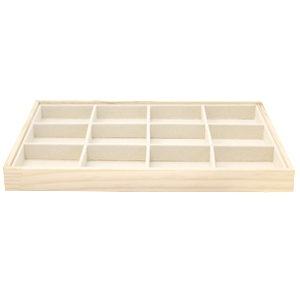 Expositor de joyer&iacute;a 12-compartimentos natural-blanco lino