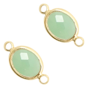 Entrepiezas de cristal ovaladas 10x9mm &oacute;palo verde crisolita-dorado