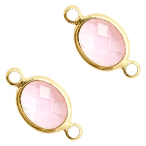 Entrepiezas de cristal ovaladas 10x9mm rosa cristal-dorado