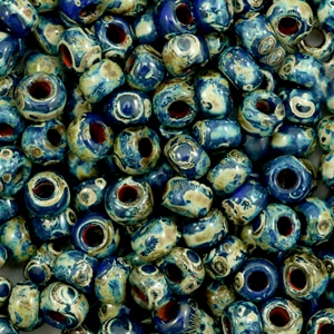 Miyuki Rocalla 6/0 Opaque picasso cobalt blue 6-4518