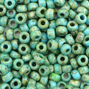 Miyuki Rocalla 6/0 Opaque picasso turquoise blue 6-4514