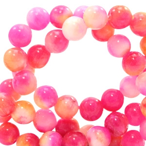 Piedras naturales con acuarela look 8mm Rosa-amarillo
