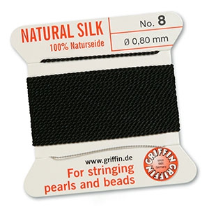 Hilo para enfilar seda natural Griffin &Oslash;0.8mm Negro