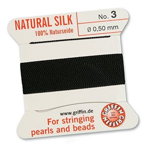 Hilo para enfilar seda natural Griffin &Oslash;0.5mm Negro