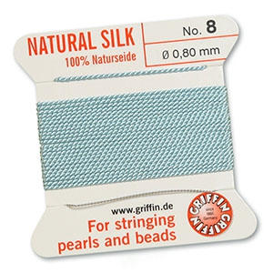 Hilo para enfilar seda natural Griffin &Oslash;0.8mm Turqueza