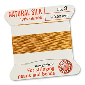 Hilo para enfilar seda natural Griffin &Oslash;0.5mm &Aacute;mbar amarillo