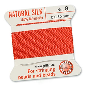 Hilo para enfilar seda natural Griffin &Oslash;0.8mm Rosa coral