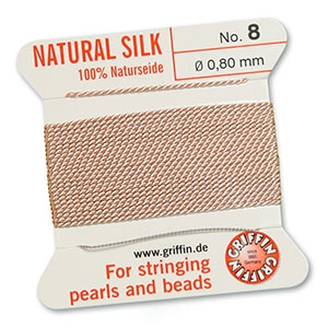 Hilo para enfilar seda natural Griffin &Oslash;0.8mm Rosa claro