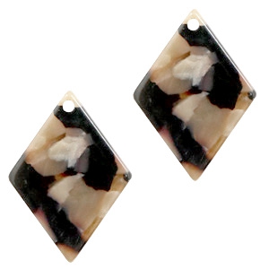 Colgantes de resina rombo 20x14mm mix marr&oacute;n