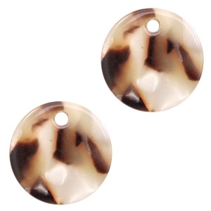 Colgantes de resina redondos12mm Marr&oacute;n mixto beige