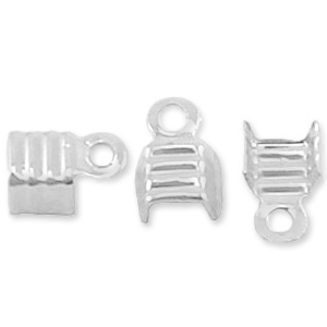Plata 925 Fornituras terminal para cintas 3mm Plata