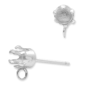 Plata 925 Fornituras pendiente base con engaste para Swarovski PP32 (4mm) con anilla Plata