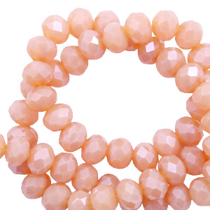 Abalorios faceteados 4x3 mm disco &Oacute;palo rosa beige-cubierta pearl shine