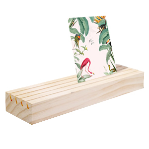 Expositor de Joyer&iacute;a en madera para tarjetas con cuatro l&iacute;neas Natural (color madera natural)