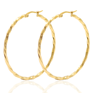 Pendientes Acero Inox Criolla 50mm twist Dorado