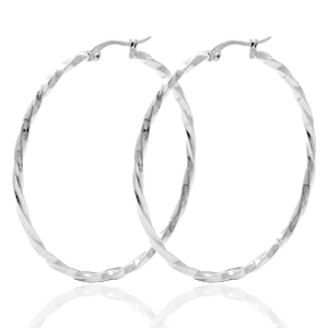 Pendientes Acero Inox Criolla 50mm twist Plateado