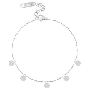 Pulseras tobillera acero inox monedas Plateado