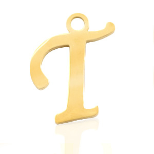 Colgantes acero inox letra T Dorado