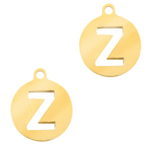 Colgantes acero inox 10mm moneda letra Z Dorado
