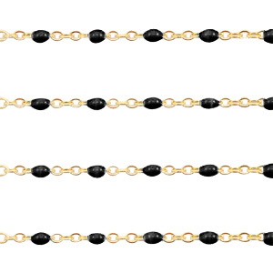 Fornituras Acero Inox cadena jasseron 1mm Negro-dorado