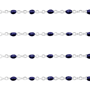 Fornituras Acero Inox cadena jasseron 1mm Azul oscuro-plateado