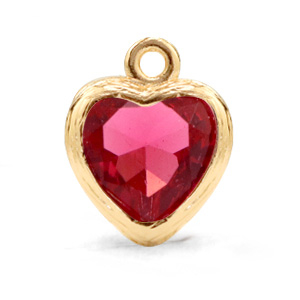 Colgantes de cristal coraz&oacute;n Rosa indian-dorado