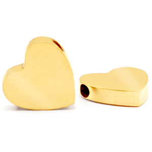 Abalorios Acero Inox coraz&oacute;n Dorado