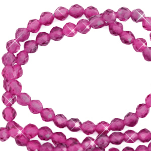 Piedras naturales abalorios faceteados 3mm Rosa magenta